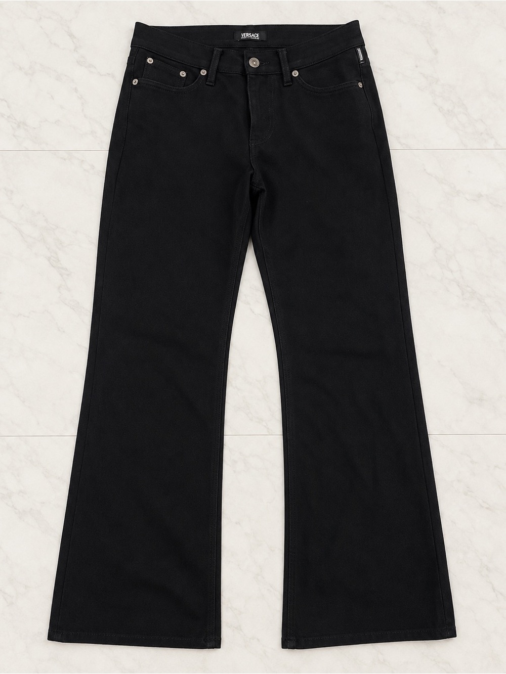 VTG Versace Jeans Couture Black Pants Women Ittierre VJC Metal Plate